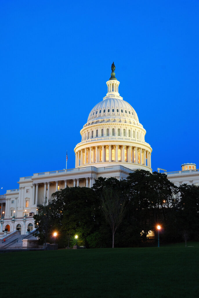 Close-up of the U.S. Capitol dome in Washington, DC