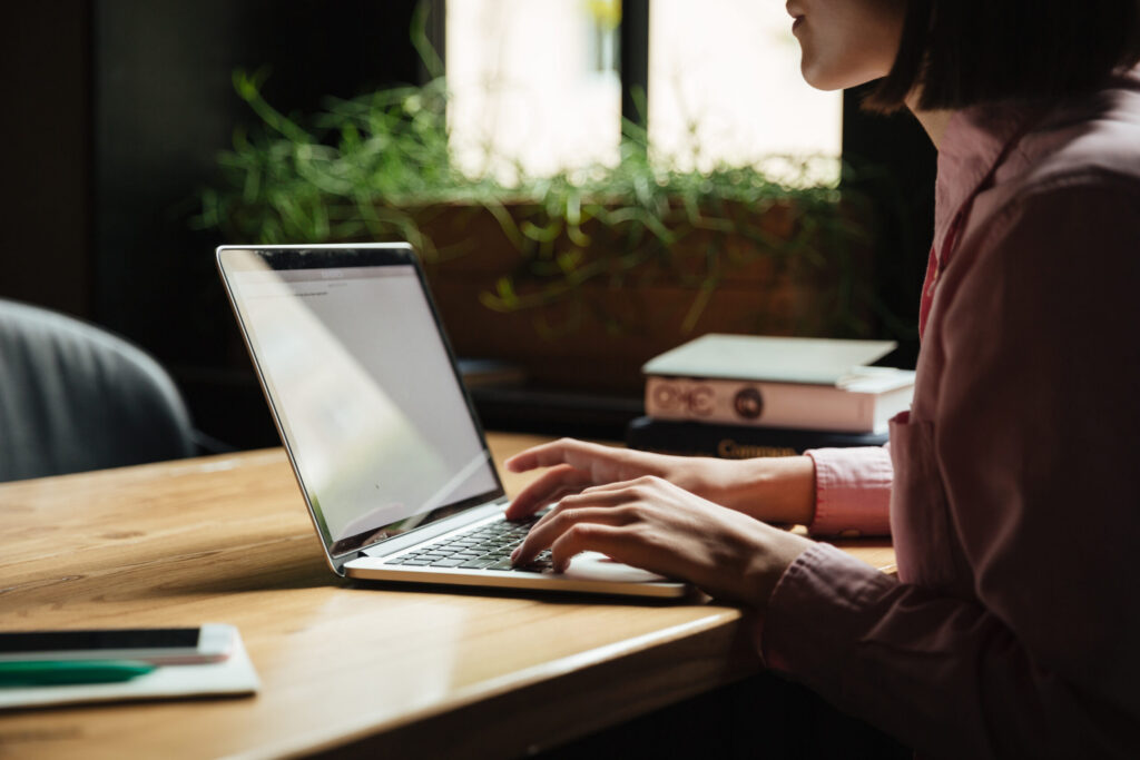 Woman sitting at a table working