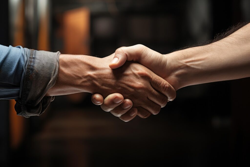 Handshake closing a federal contract award for an 8(a) small business