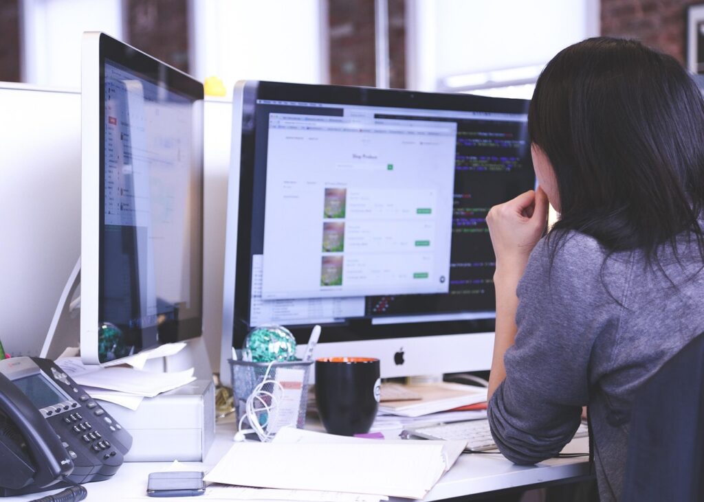 Software team at work on a product sold through government software contracts